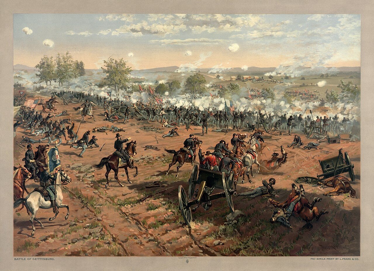 1280px-Thure_de_Thulstrup_-_L._Prang_and_Co._-_Battle_of_Gettysburg_-_Restoration_by_Adam_Cuerden.jpg 연방을 구하라 - 미국 남북전쟁(1)