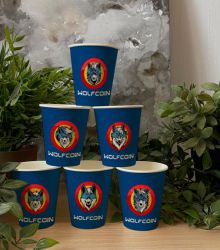 7명의 울프브로스가 새겨진 울프코인 종이컵 WOLFCOIN WOLF BROS PAPER CUP