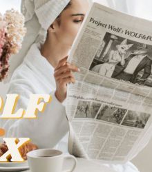 Newspaper advertisement : WOLF&FOX. PROJEC WOLF. WOLFCOIN.