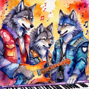 WOLFCOIN MEME 음악을 즐기는 늑대
