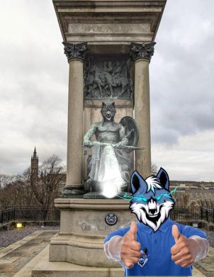 WOLFCOIN Pilgrimage : Legendary Wolf statue.