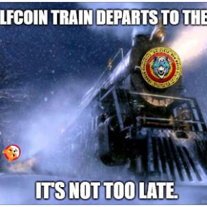 The WOLFCOIN train departs to the moon.